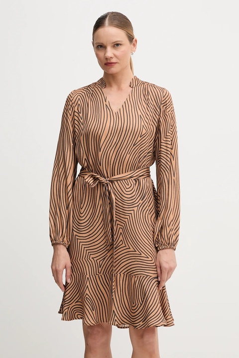 Marc Aurel sukienka wiskozowa kolor brązowy mini oversize 6577-1000-24812 - zdjęcie produktu nr 1