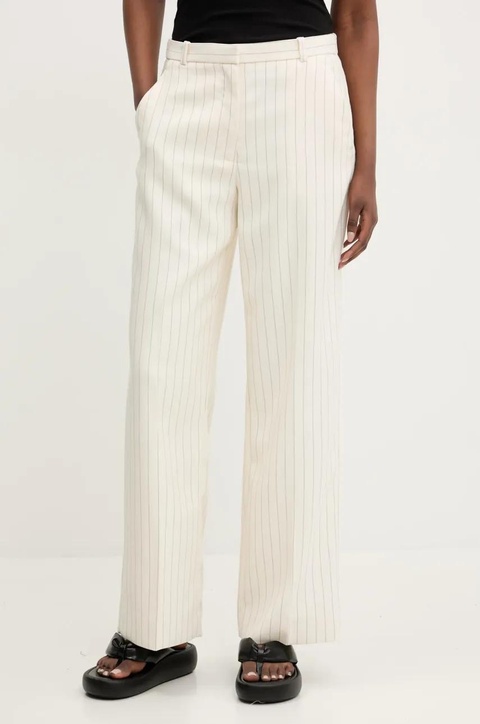 Abercrombie & Fitch spodnie damskie kolor beżowy szerokie high waist KI156-5366 - zdjęcie produktu nr 1