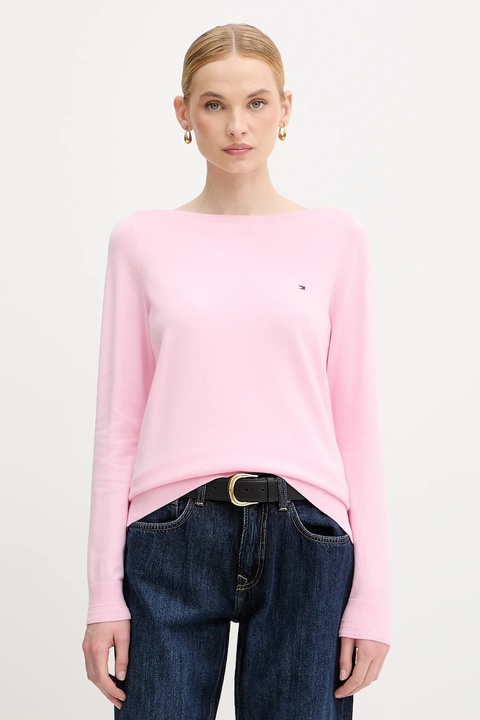 Tommy Hilfiger sweter damski kolor różowy lekki WW0WW40099 - zdjęcie produktu nr 1