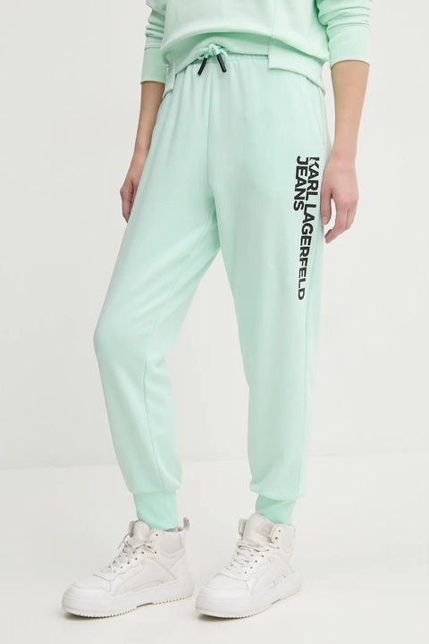 Karl Lagerfeld Jeans spodnie dresowe kolor zielony z nadrukiem A1W10058 - zdjęcie produktu nr 1