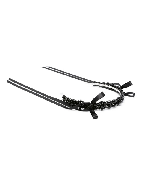 Simone Rocha daisy crystal bow ribbon headband - Black - zdjęcie produktu nr 2