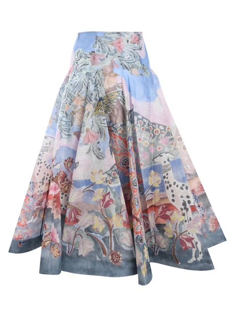 ZIMMERMANN illustration-print pleated skirt - Pink - zdjęcie produktu nr 2