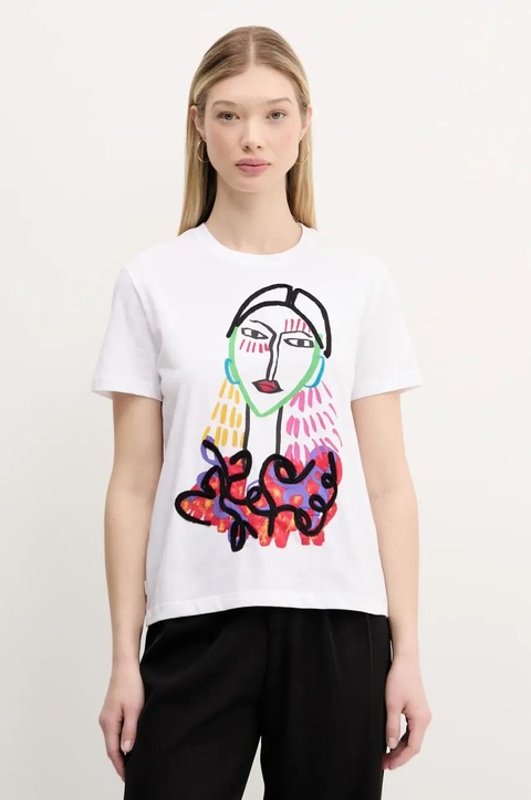 Desigual t-shirt bawełniany MISURI damski kolor biały 25SWTKA9 - zdjęcie produktu nr 1