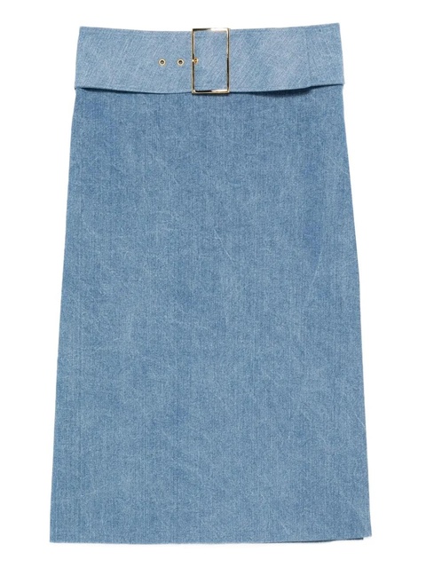 Rowen Rose belted denim midi skirt - Blue - zdjęcie produktu nr 1