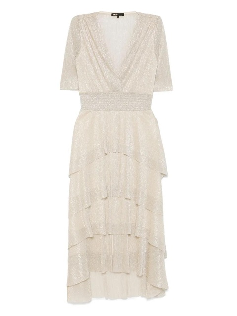 Maje metallic ruffled midi dress - Neutrals - zdjęcie produktu nr 1