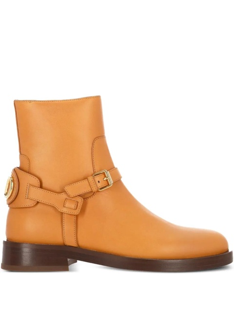Valentino Garavani buckle-strap leather boots - Brown - zdjęcie produktu nr 1