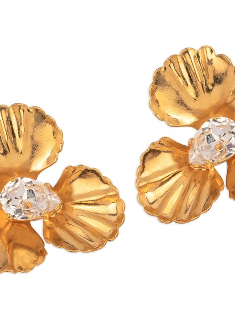 Jennifer Behr Caelyn crystal-embellished flower earrings - CRYSTAL/ ANTIQUE GOLD - zdjęcie produktu nr 2