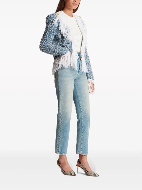 Balmain fringed denim tweed jacket - Blue - zdjęcie produktu nr 2