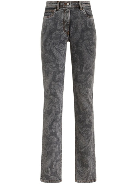 ETRO high-rise paisley-print straight-leg jeans - Grey - zdjęcie produktu nr 1
