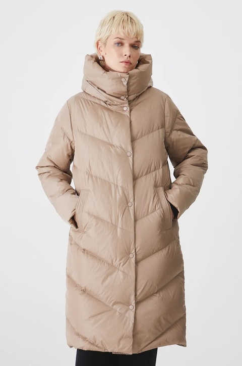 Medicine płaszcz puchowy damski kolor beżowy zimowy - zdjęcie produktu nr 2