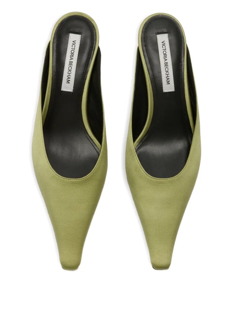 Victoria Beckham 45mm Sloan pointed-toe satin mules - Green - zdjęcie produktu nr 2