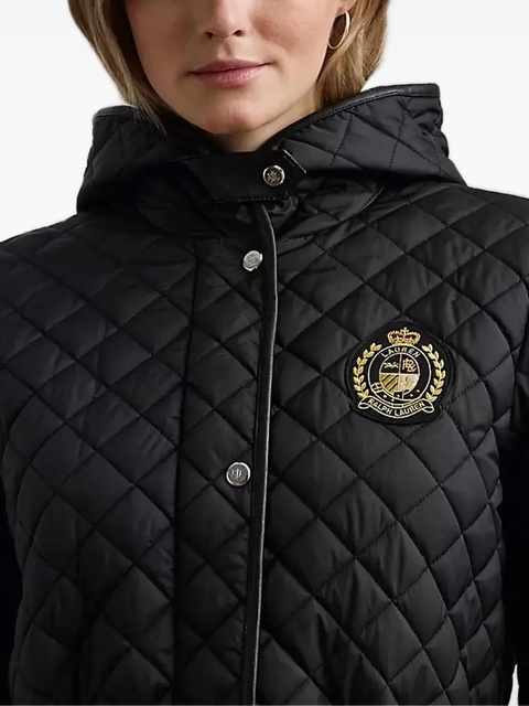 Lauren Ralph Lauren crest-patch diamond-quilted hooded jacket - Black - zdjęcie produktu nr 2