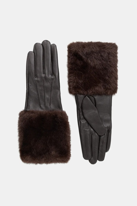 Answear.LAB rękawiczki skórzane damskie kolor brązowy - zdjęcie produktu nr 1
