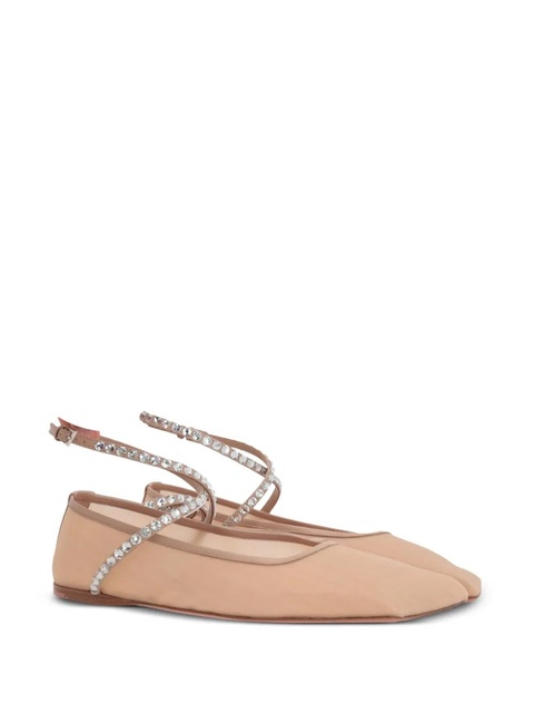 Amina Muaddi Ane crystal-embellished ballerina shoes - Neutrals - zdjęcie produktu nr 2