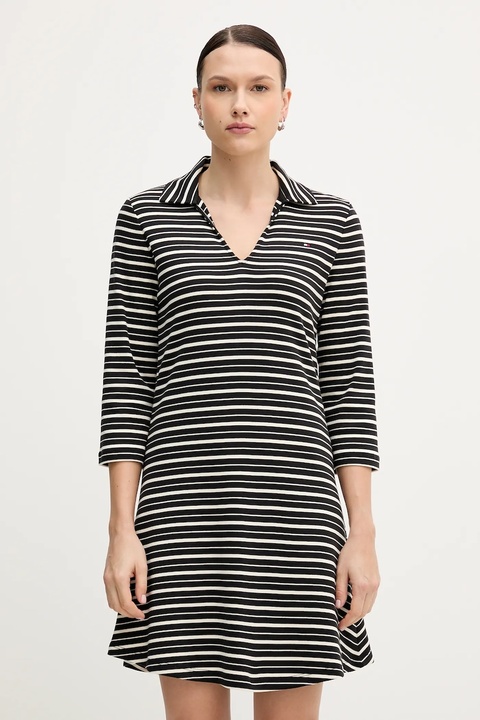 Tommy Hilfiger sukienka bawełniana kolor czarny mini rozkloszowana WW0WW47868 - zdjęcie produktu nr 1