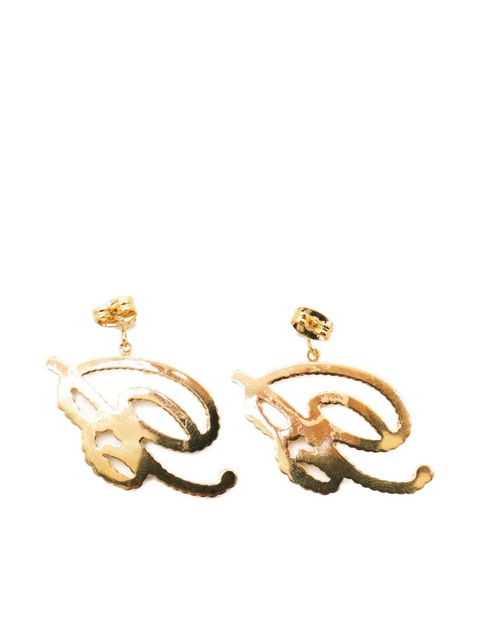 Blumarine crystal-embellished logo earrings - Gold - zdjęcie produktu nr 2
