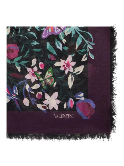 Valentino Garavani floral-print scarf - Purple - zdjęcie produktu nr 1