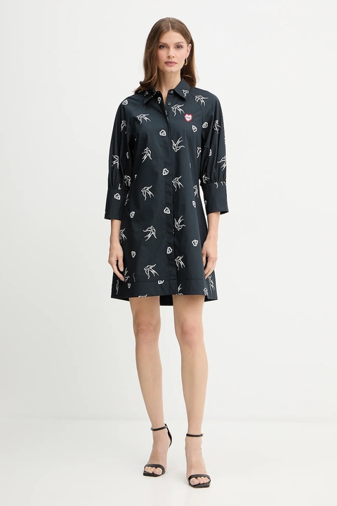 Pinko sukienka bawełniana kolor czarny mini prosta 105476 A2QA - zdjęcie produktu nr 2