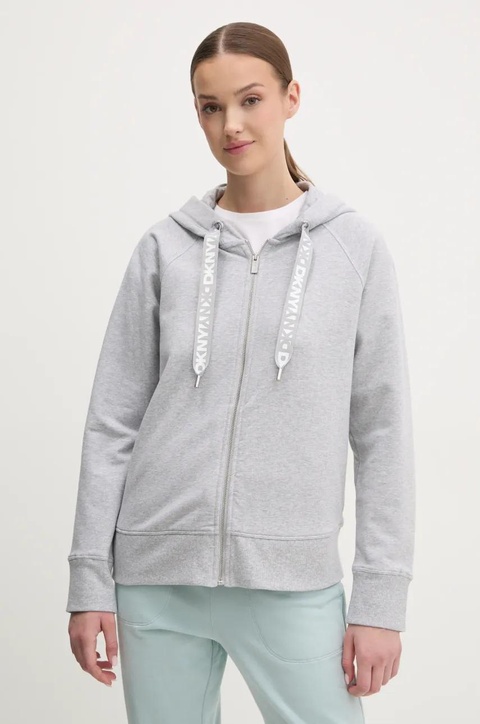 Dkny bluza damska kolor szary z kapturem gładka DP5J9510 - zdjęcie produktu nr 1