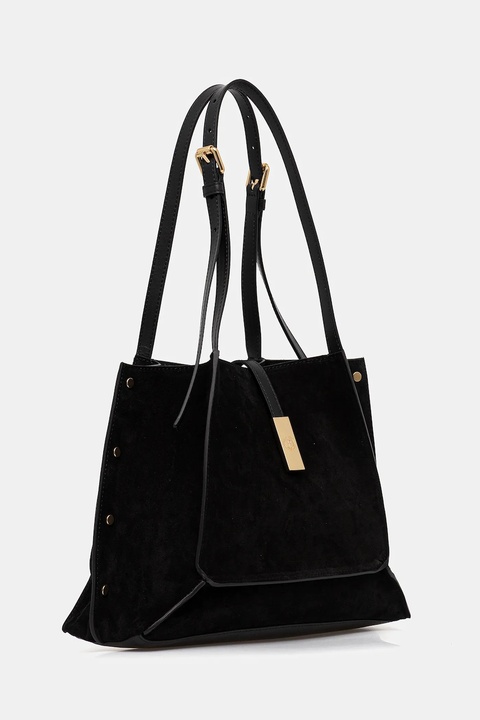 Pollini torebka skórzana kolor czarny PC4416PP0N QI1 - zdjęcie produktu nr 1