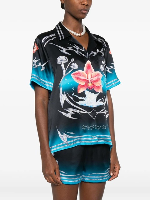 Casablanca orchid-print silk shirt - Black - zdjęcie produktu nr 2