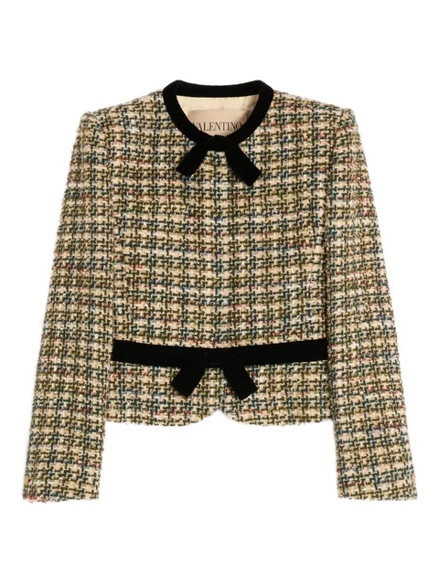 Valentino Garavani bow-belt tweed jacket - Green - zdjęcie produktu nr 1