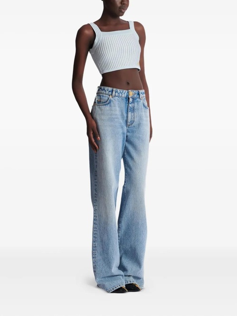 Balmain ribbed square-neck top - Blue - zdjęcie produktu nr 2