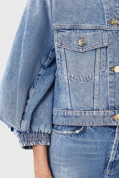 AllSaints kurtka jeansowa LUCA kolor niebieski przejściowa W031OD - zdjęcie produktu nr 2