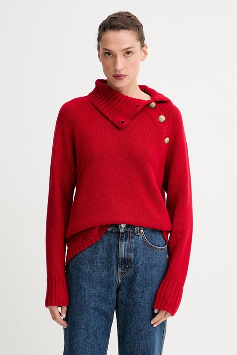 ZADIG&VOLTAIRE sweter kaszmirowy damski kolor czerwony ciepły z golfem KWSW02793 - zdjęcie produktu nr 1