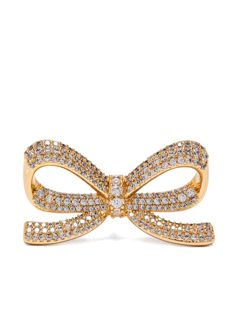 Self-Portrait bow crystal earrings - Gold - zdjęcie produktu nr 1