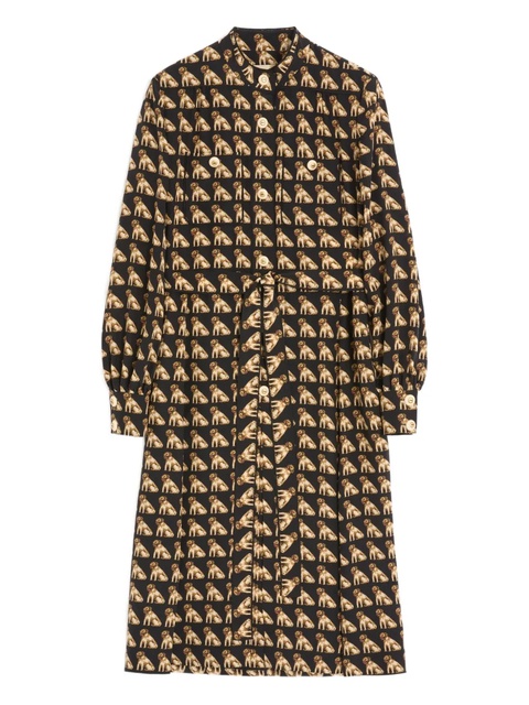 Valentino Garavani dog-print belted midi dress - Black - zdjęcie produktu nr 1