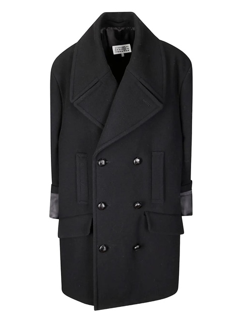 MM6 Maison Margiela pocketed double-breasted coat - Black - zdjęcie produktu nr 1