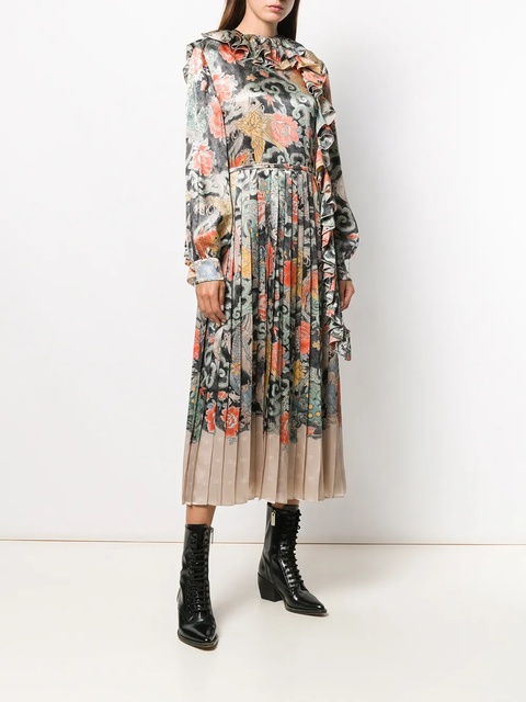 Valentino Garavani oriental print satin dress - Neutrals - zdjęcie produktu nr 2