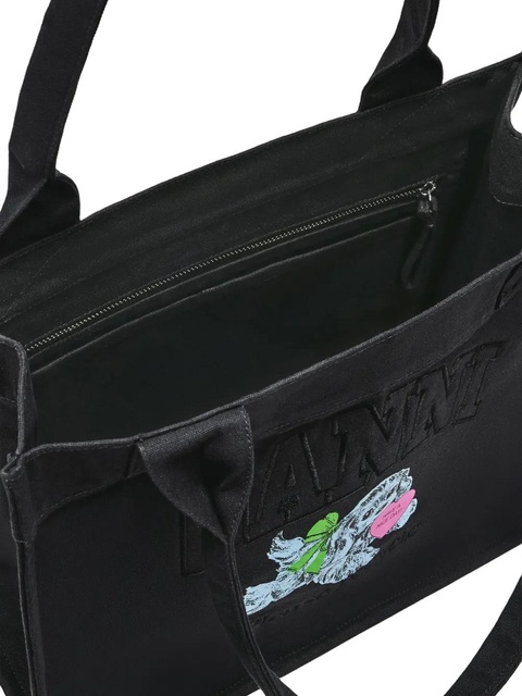 GANNI Puppy-print tote bag - Black - zdjęcie produktu nr 2