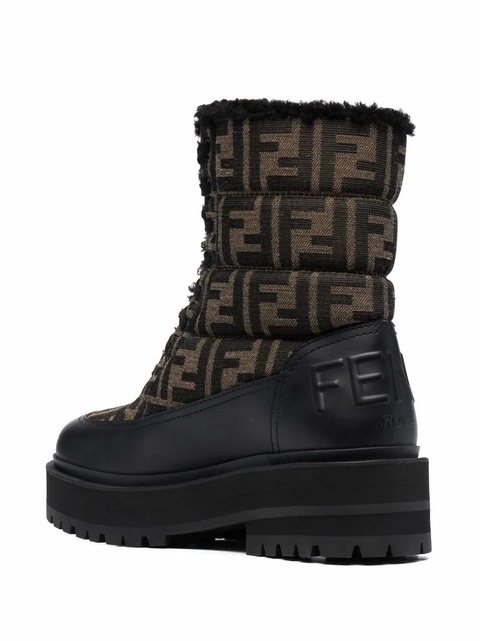 FENDI Signature FF-logo combat boots - Brown - zdjęcie produktu nr 2