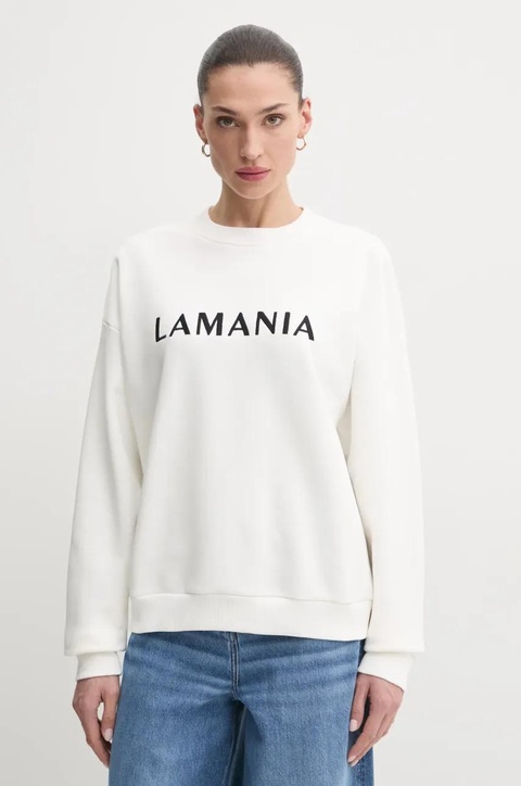 La Mania bluza bawełniana damska kolor biały z aplikacją CHILL - zdjęcie produktu nr 1