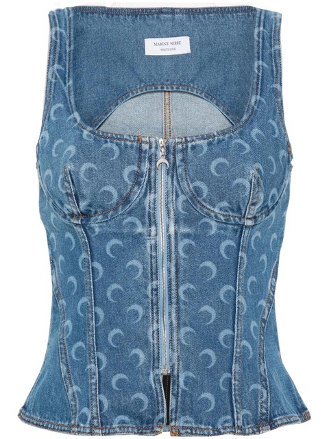Marine Serre Moon Laser denim corset - Blue - zdjęcie produktu nr 1