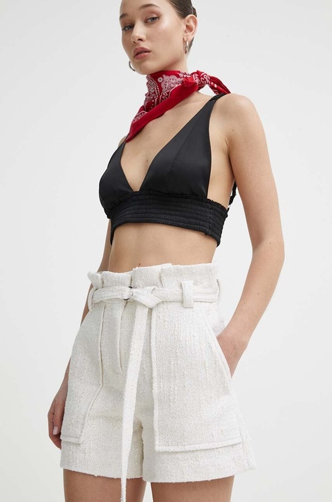 IRO szorty damskie kolor beżowy gładkie high waist - zdjęcie produktu nr 1