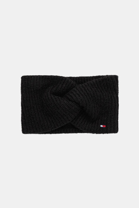 Tommy Hilfiger opaska na głowę z dodatkiem wełny kolor czarny AW0AW17778 - zdjęcie produktu nr 1