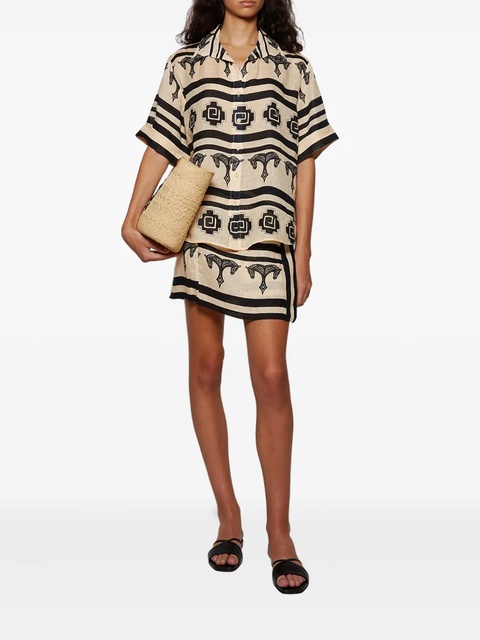 Johanna Ortiz La Creciente horse-print striped shirt - Neutrals - zdjęcie produktu nr 2