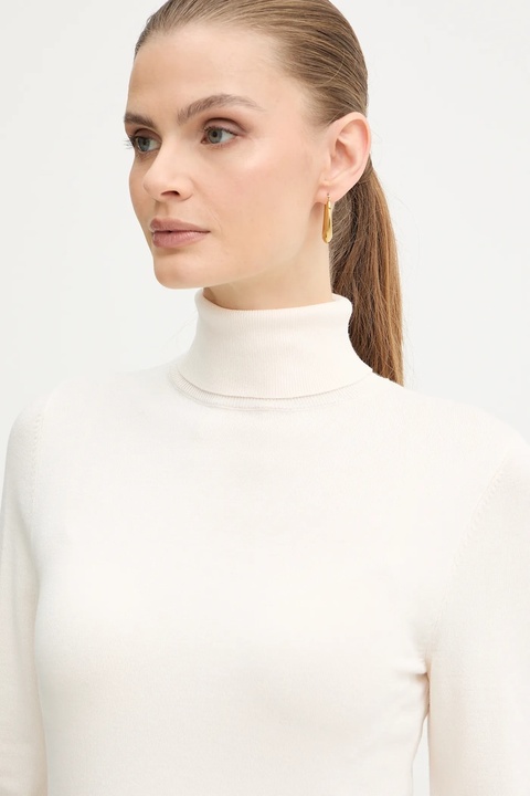 Morgan sweter damski kolor beżowy lekki z golfem MFLORIA - zdjęcie produktu nr 2