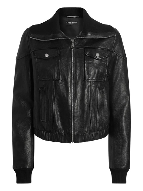 Dolce & Gabbana bomber-style leather jacket - Black - zdjęcie produktu nr 1