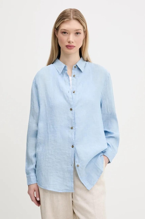Superdry koszula lniana kolor niebieski relaxed z kołnierzykiem klasycznym W4010463A-F5P - zdjęcie produktu nr 1