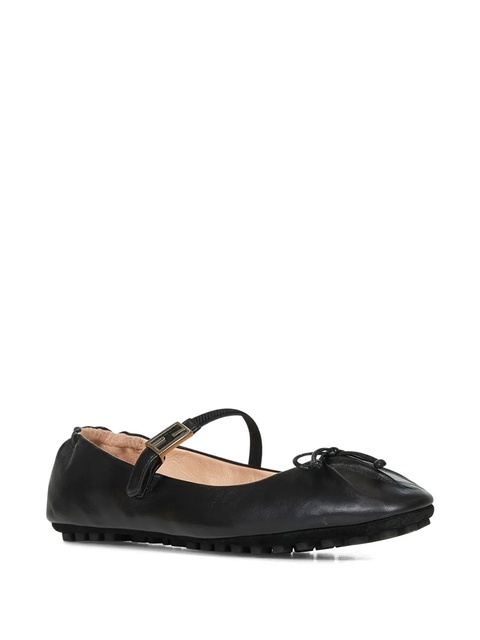 FENDI FF-logo buckle bow-detail ballet flats - Black - zdjęcie produktu nr 2