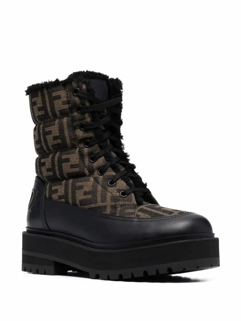 FENDI Signature FF-logo combat boots - Brown - zdjęcie produktu nr 2