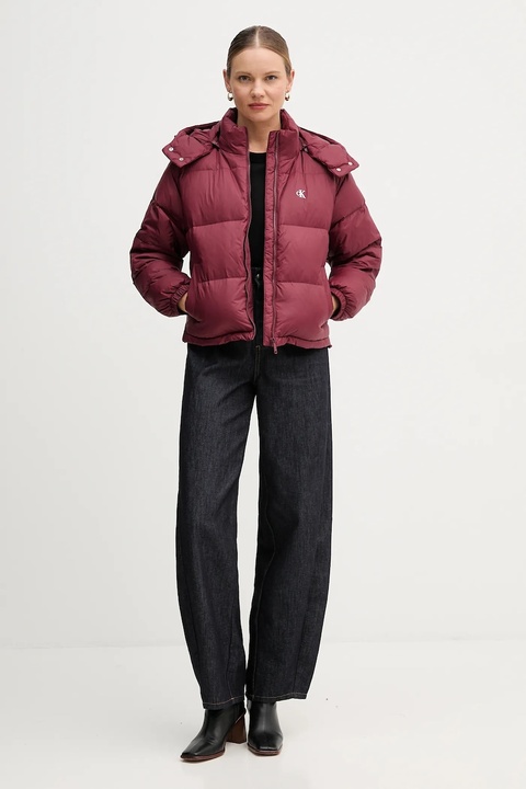 Calvin Klein Jeans kurtka puchowa kolor bordowy zimowa oversize LV047D501G - zdjęcie produktu nr 2
