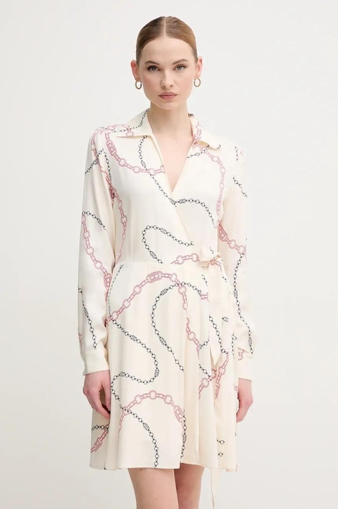 Tommy Hilfiger sukienka kolor beżowy mini rozkloszowana WW0WW44664 - zdjęcie produktu nr 1