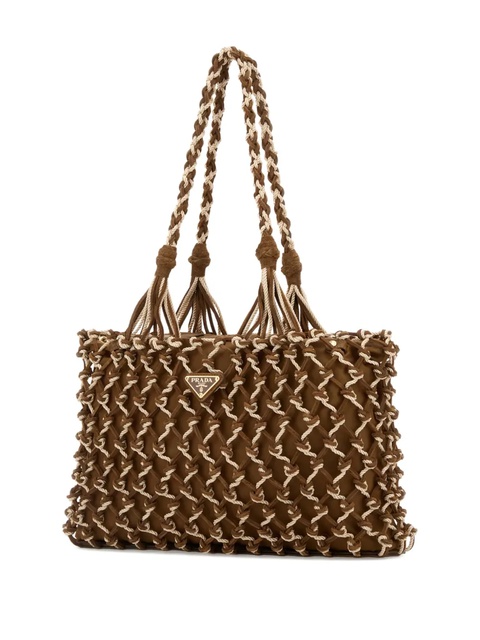 Prada small Noué braided-handle tote bag - Brown - zdjęcie produktu nr 2