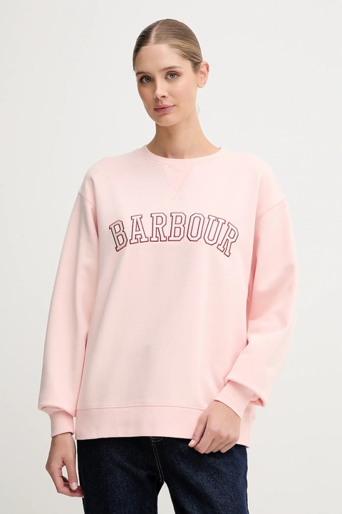 Barbour bluza bawełniana damska kolor różowy z aplikacją LOL0591 - zdjęcie produktu nr 1