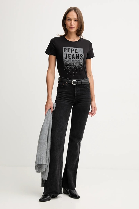 Pepe Jeans t-shirt bawełniany damski kolor czarny PL5000020 - zdjęcie produktu nr 1